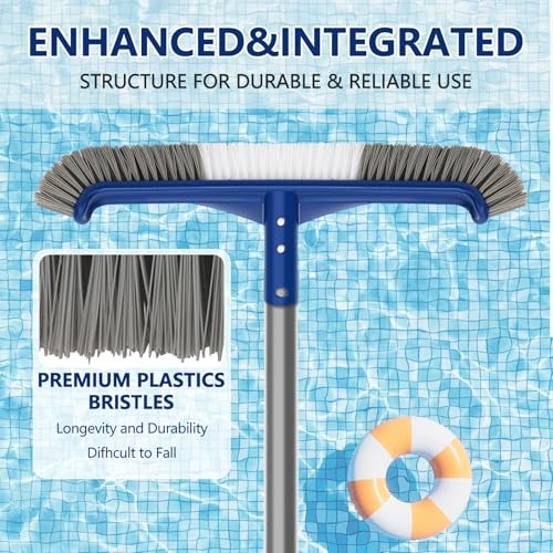 Pool Brush Head, 17.5&Prime; Swimming Pool Brush for Cleaning Pool Two-in-one Brush
