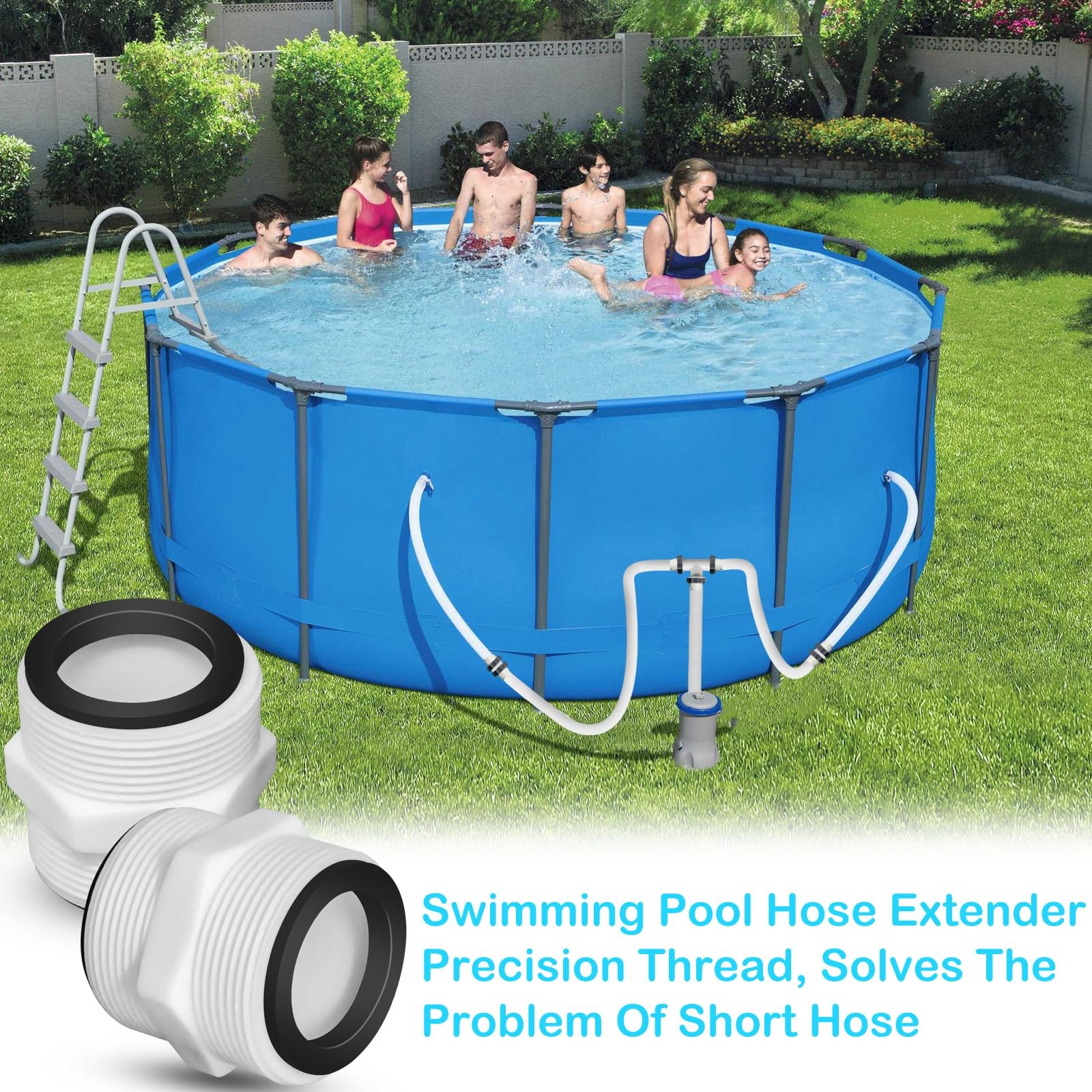 2Pcs 1.5’to 1.5’ Pool Hose Adapter, Connector 1.5 inches, 2pcs