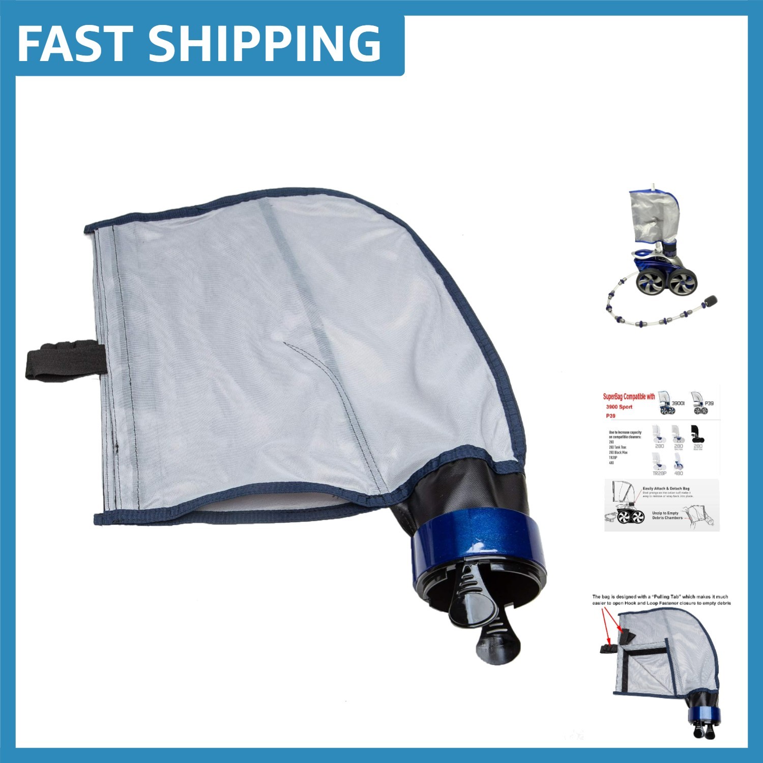 Upgrade Your Pool Cleaning: 5L Hook & Loop Fastener SuperBag for Efficient Use