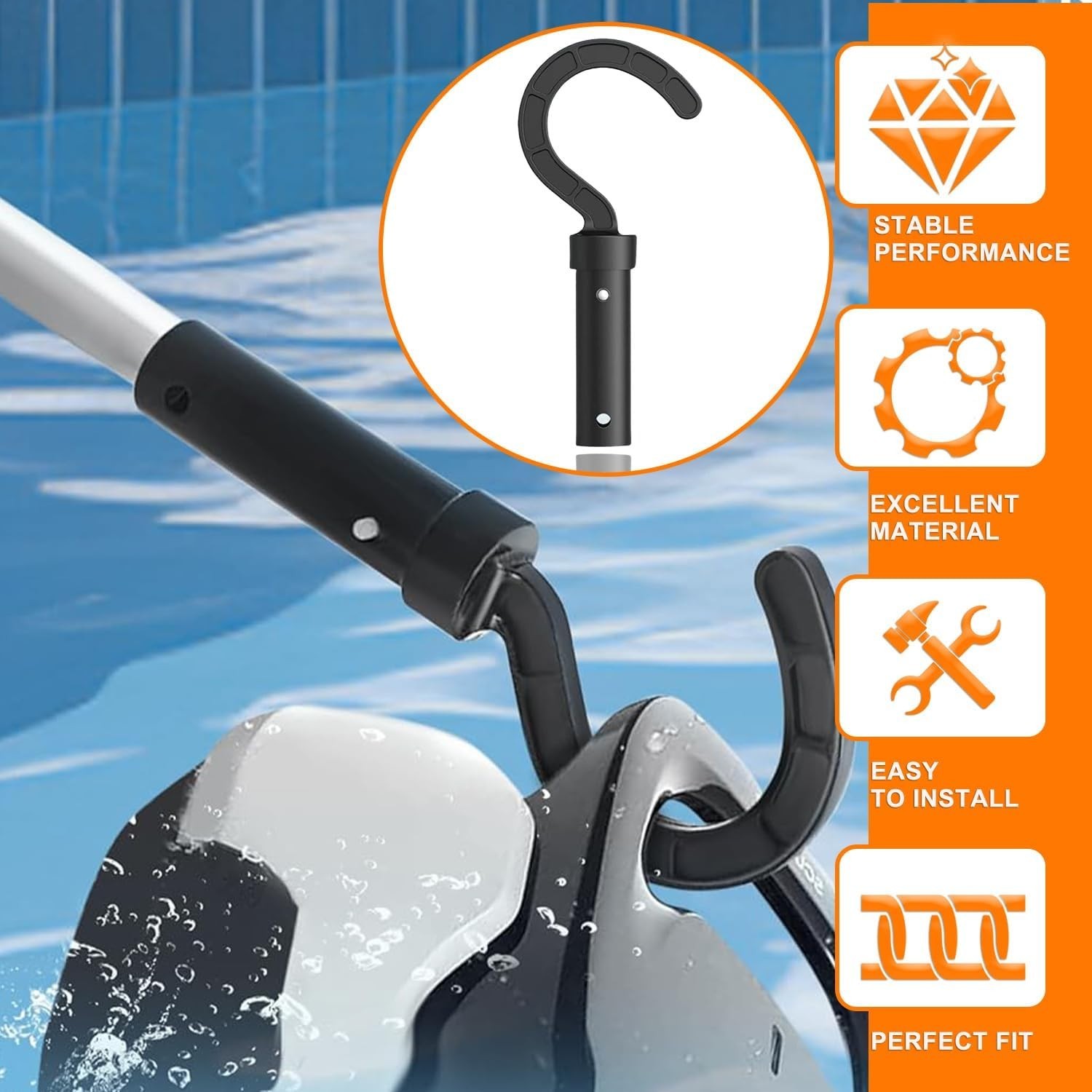 Ergonomic Telescopic Pole Hook for Robotic Pool Cleaners – Easy Adjustment