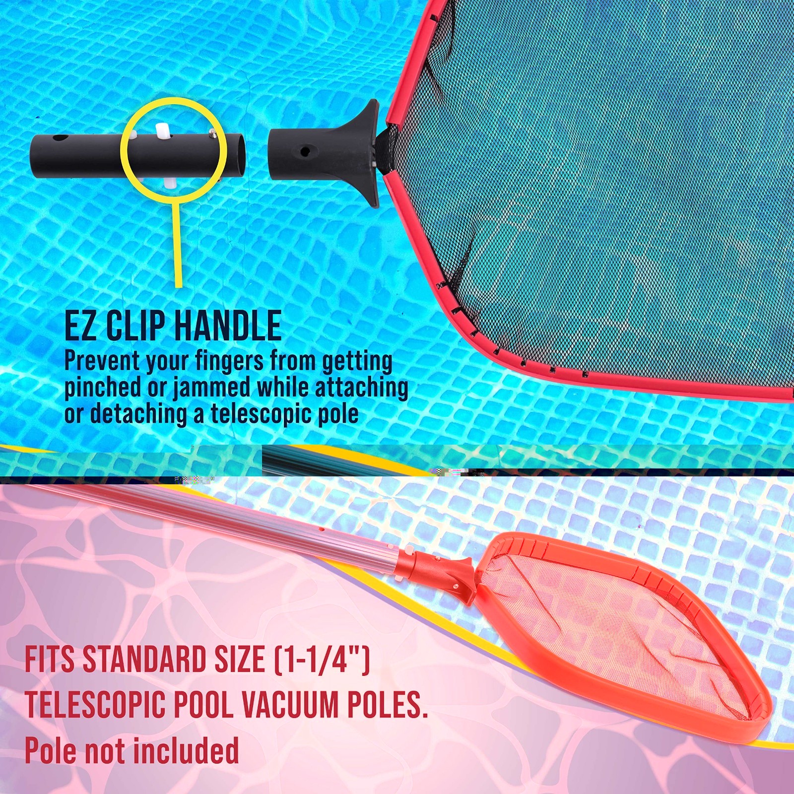Heavy Duty Large Swimming Pool Leaf Skimmer Net – Aluminum Frame for Fast Cleani