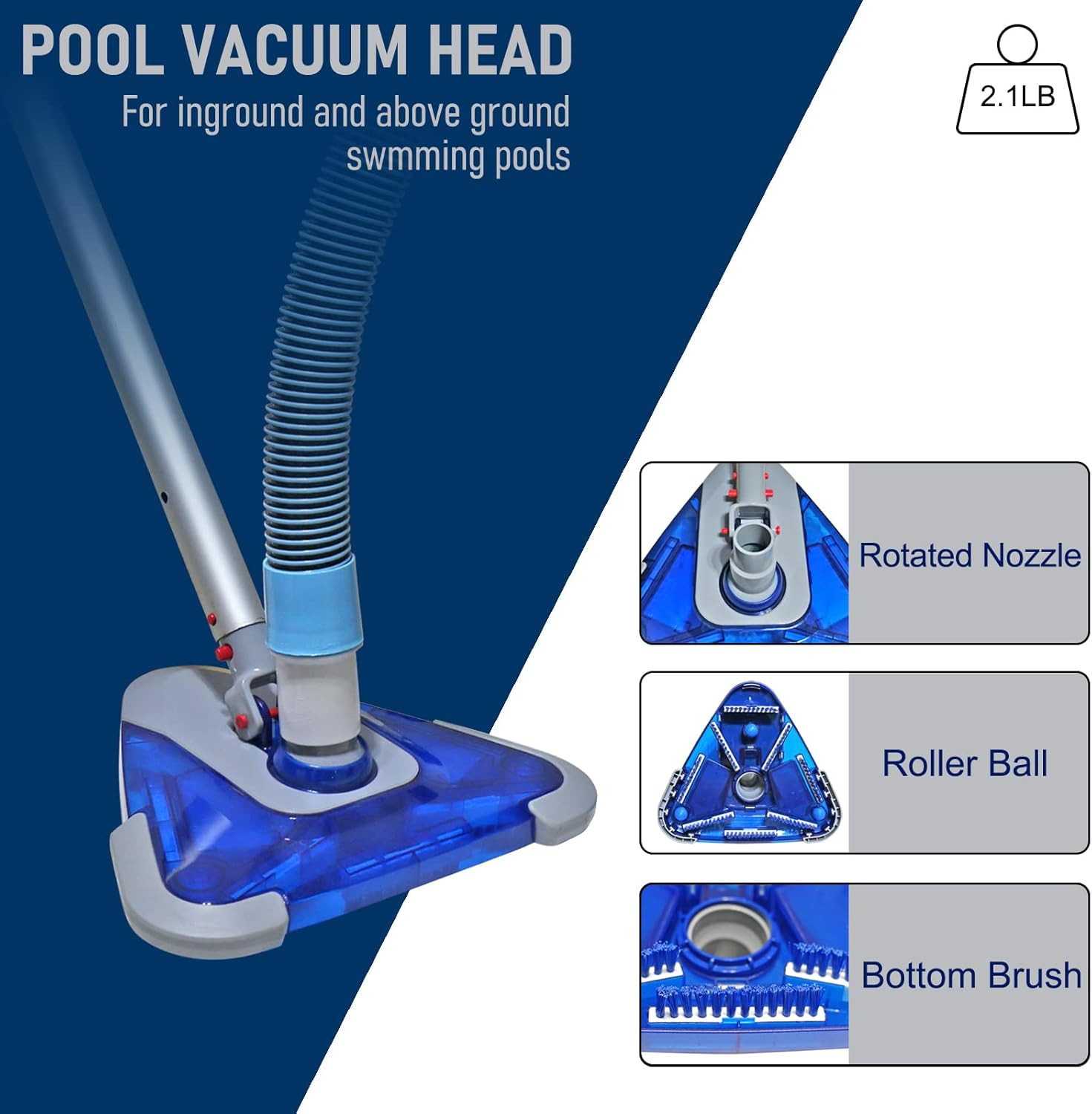 24FT Pool Vacuum Hose Set with Vacuum Head & 12FT Telescopic Pole