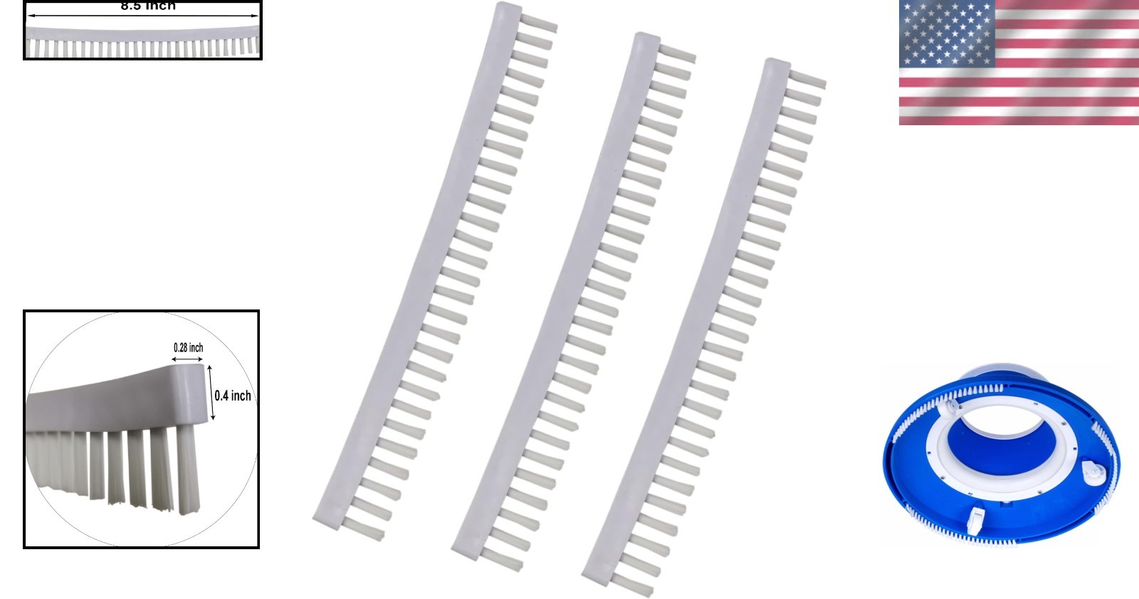 Effortless Pool Cleaning with 3 Replacement Strips for Leaf Eater Vacuums