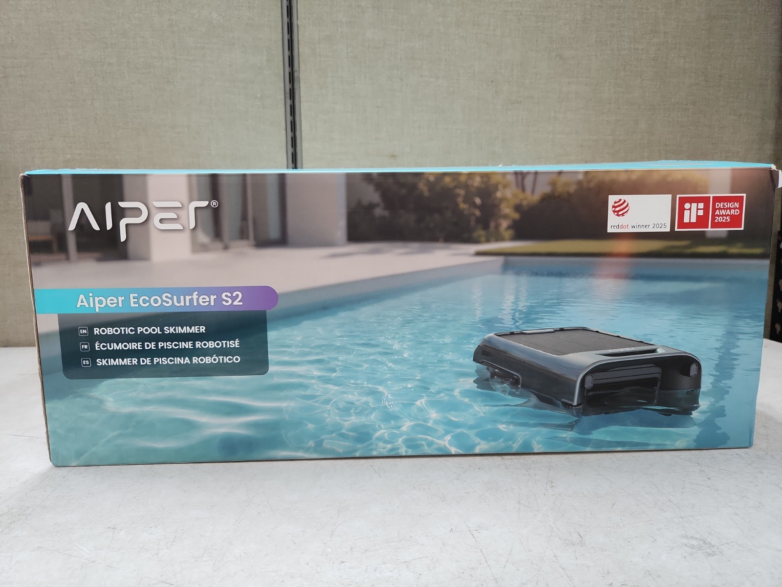 NEW Aiper Ecosurfer S2 Solar Powered Pool Surface Skimmer Robot – Grey