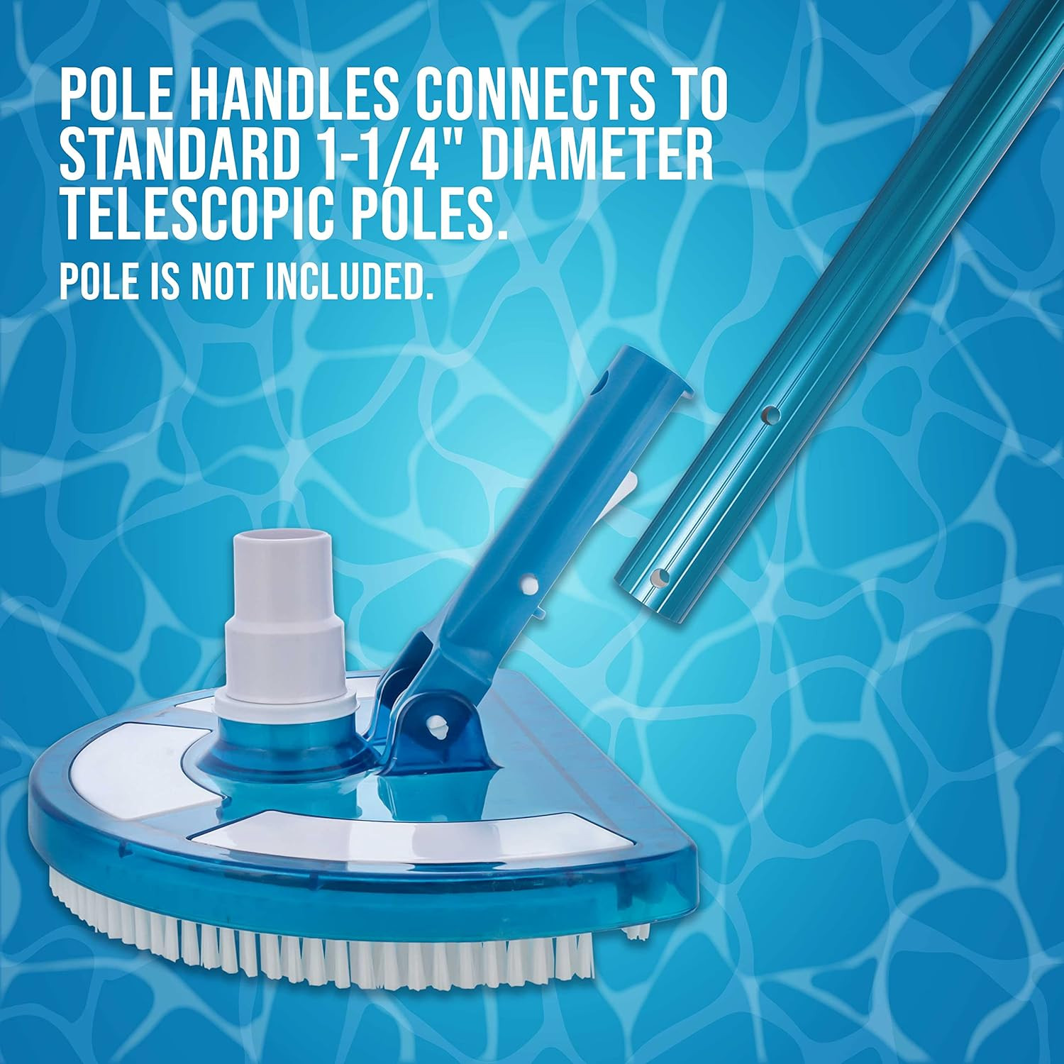 Weighted Pool Vacuum Head, Transparent Curved Half Moon Body – Swivel Connection