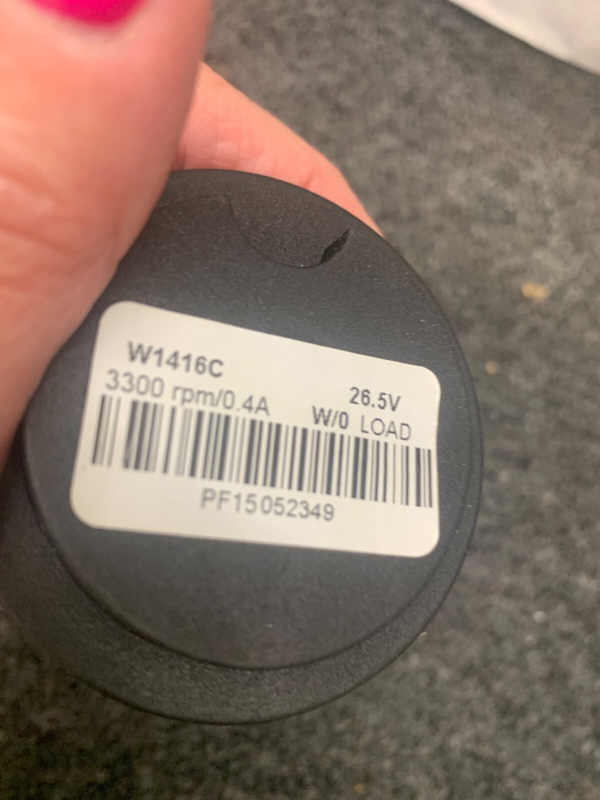 POLAZRIS ZODIAC PUMP MOTOR W1416C 26.5V W/0 LOAD 3300 rpm/0.4A 9350 SPORT