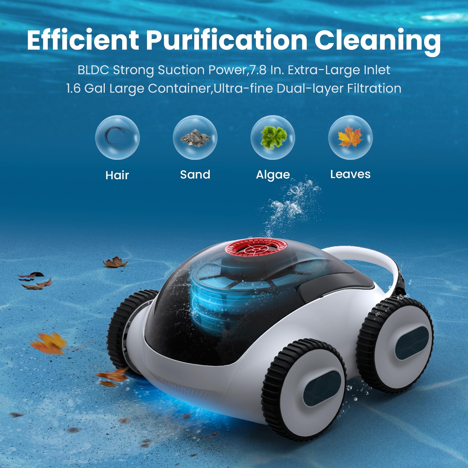 (2025 Upgrade)Higgsinno Cordless Robotic Pool Cleaner Automatic Pool RobotVacuum