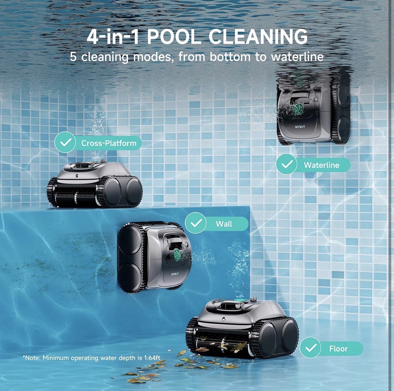 WYBOT C1 Cordless Robotic Pool Cleaner (OS7010C) w/ Charger (SEALED/ NEW)