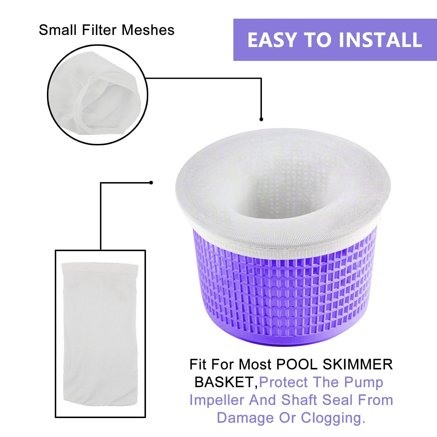 60-Pack of Pool Skimmer Socks – Filters Baskets, Skimmers Cleans Debris and L…