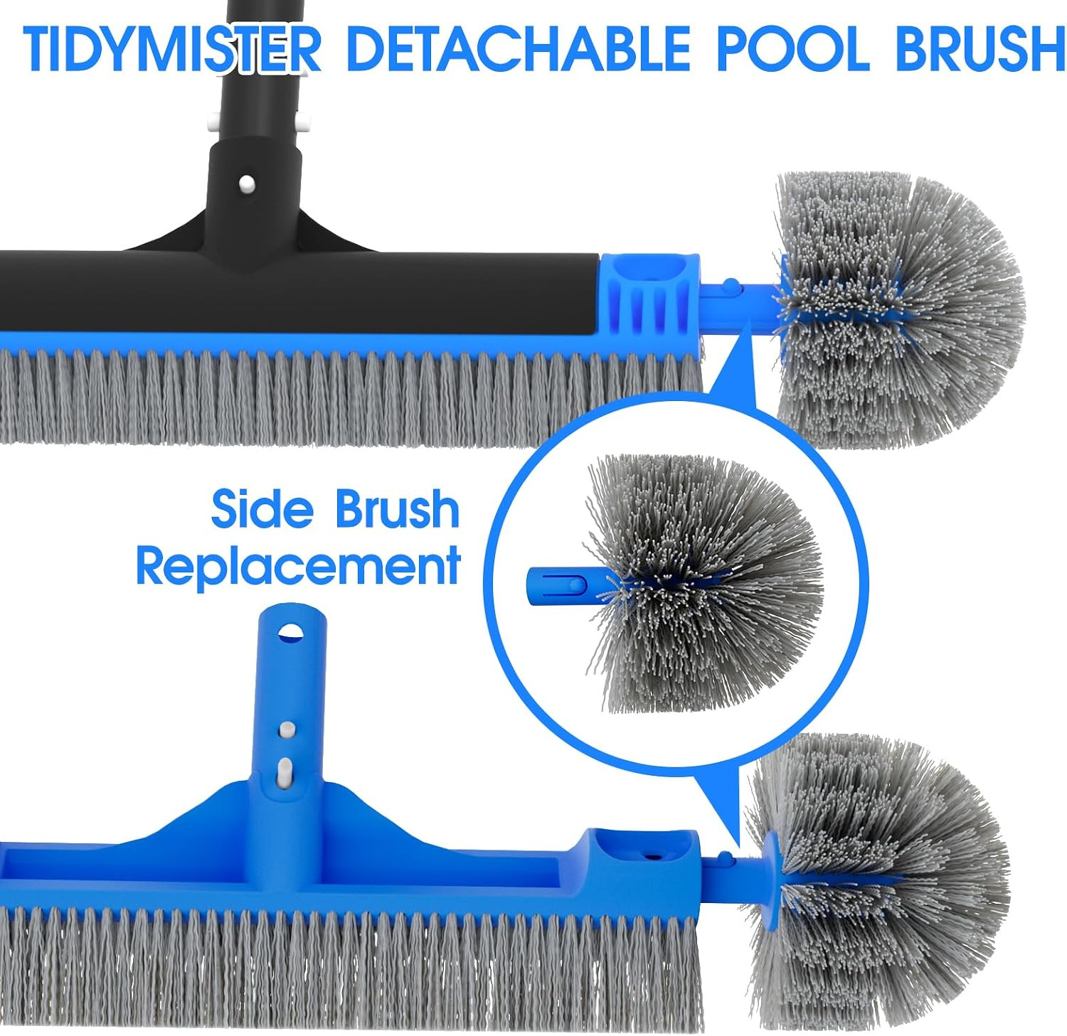 Small Pool Brush Head for Cleaning Narrow Corners Steps, Stiff Wavy Bristles rou