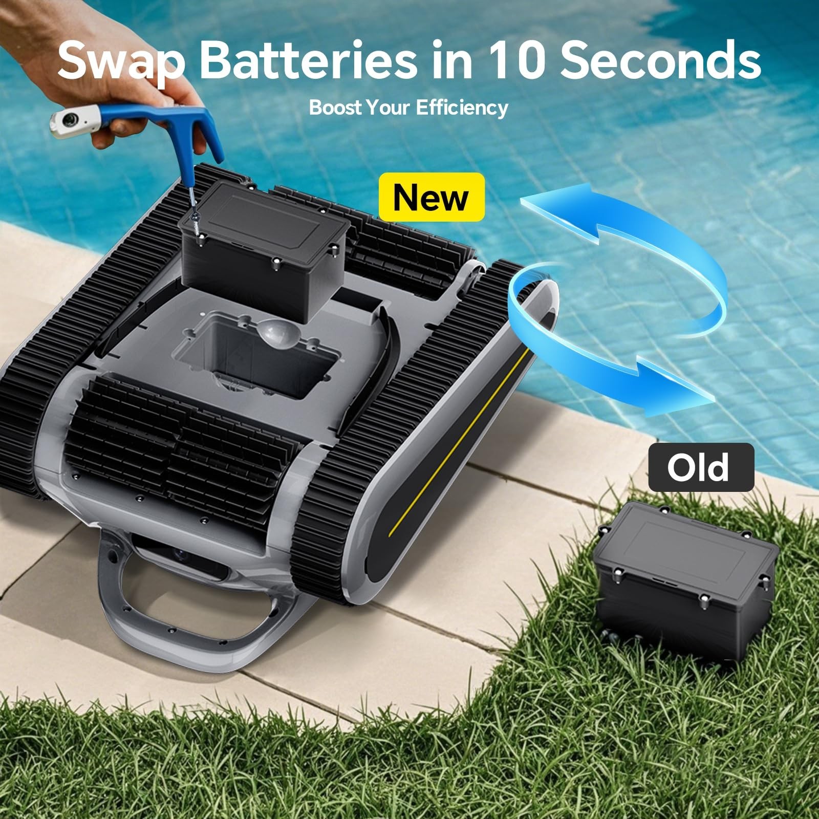 Cordless Robotic Pool Cleaner -Pool Vacuum 180W Brushless Motor, 45,000Pa Suc…