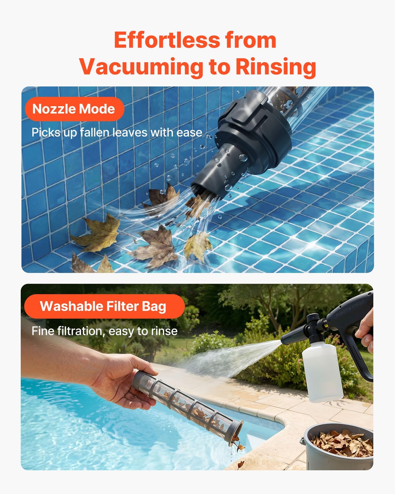 Vevor Handheld Pool Vacuum 8.5 Gpm Cordless Spa Hot Tub Vacuum Extension Pole