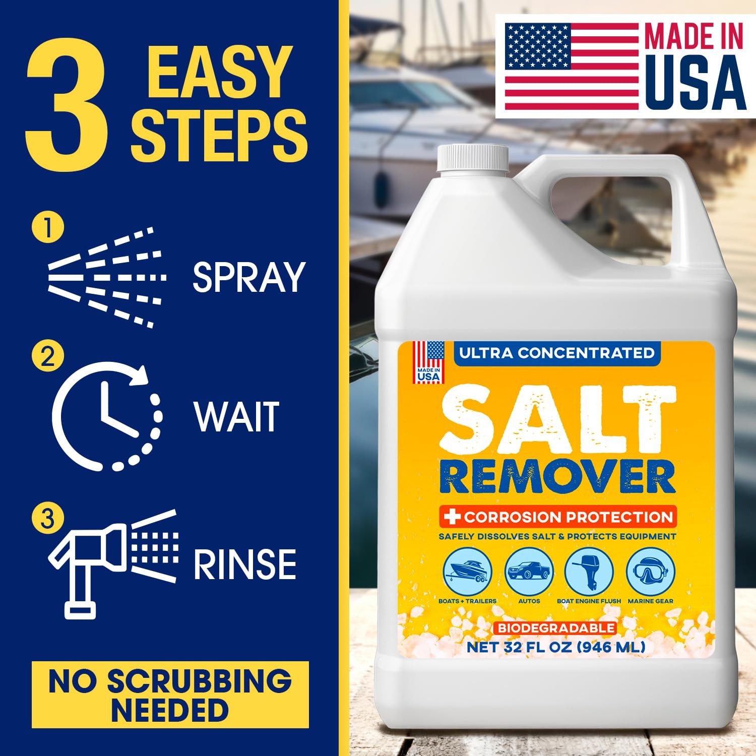 Concentrated Salt Remover + Corrosion Protection – 32 Fl Oz (Pack of 1), Blue