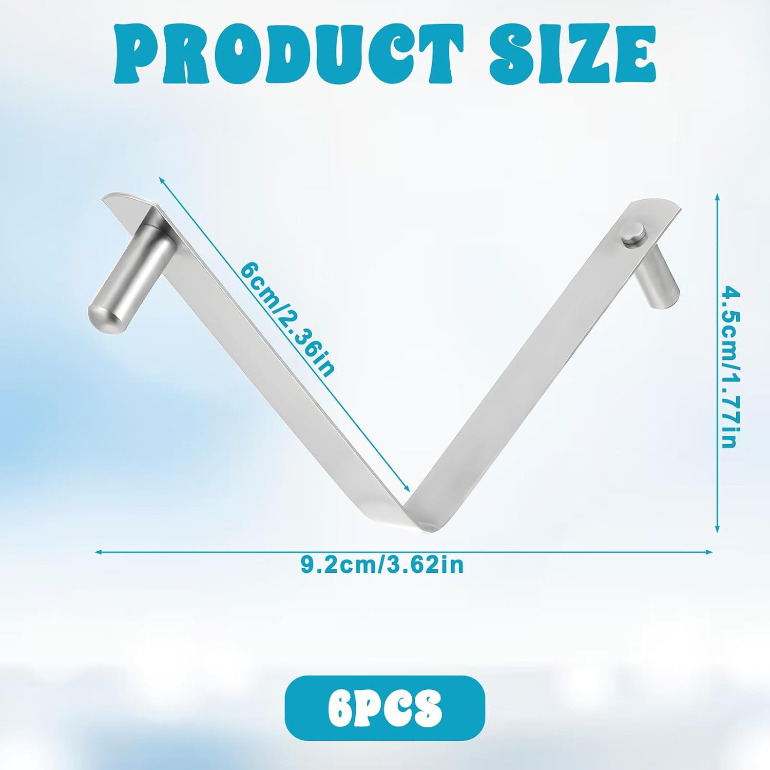 6 Pcs Pool Pole Clips, Stainless Steel Pools Brush Clip V-Shaped Clips