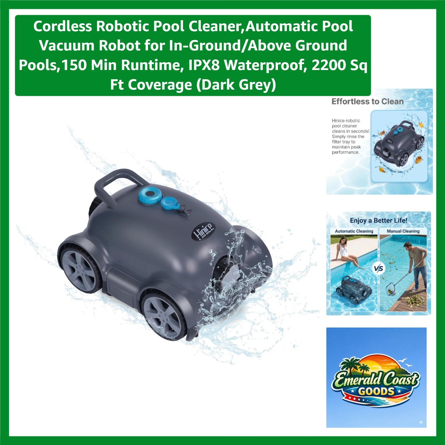 Portable Robotic Pool Vacuum: Deep Cleaning for In-Ground & Above Ground Pools