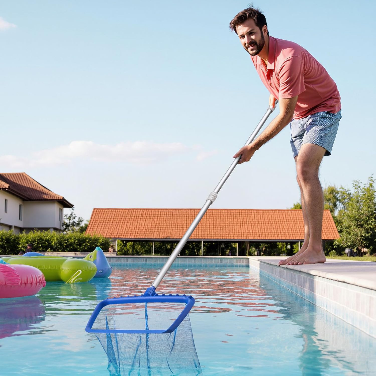 Pool Pole, 3.4 to 15 Ft Telescoping Swimming Pool Cleaning Poles, Professional A