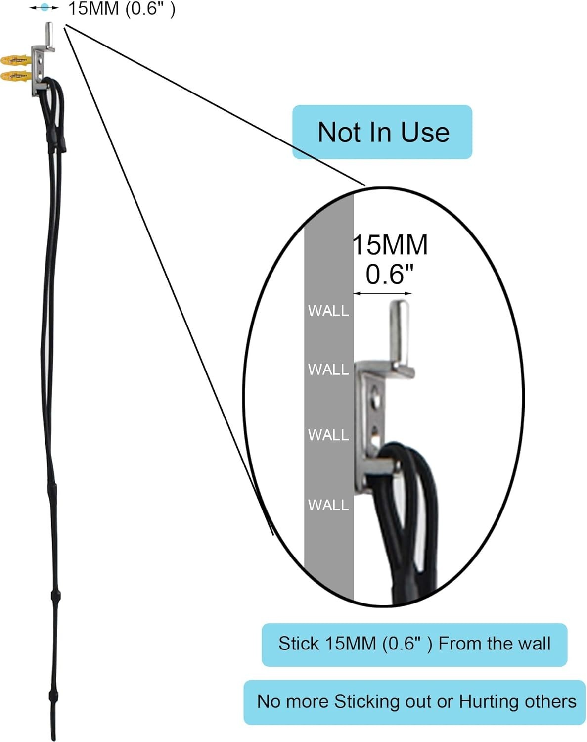 50 Feet Pool Vacuum Hose Hanger Hook with Stainless Steel and Bungee Cord