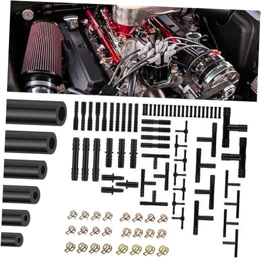 6PCS 5Ft Silicone Vacuum Hose Automotive Set – Vacuum Lines Kit – Black