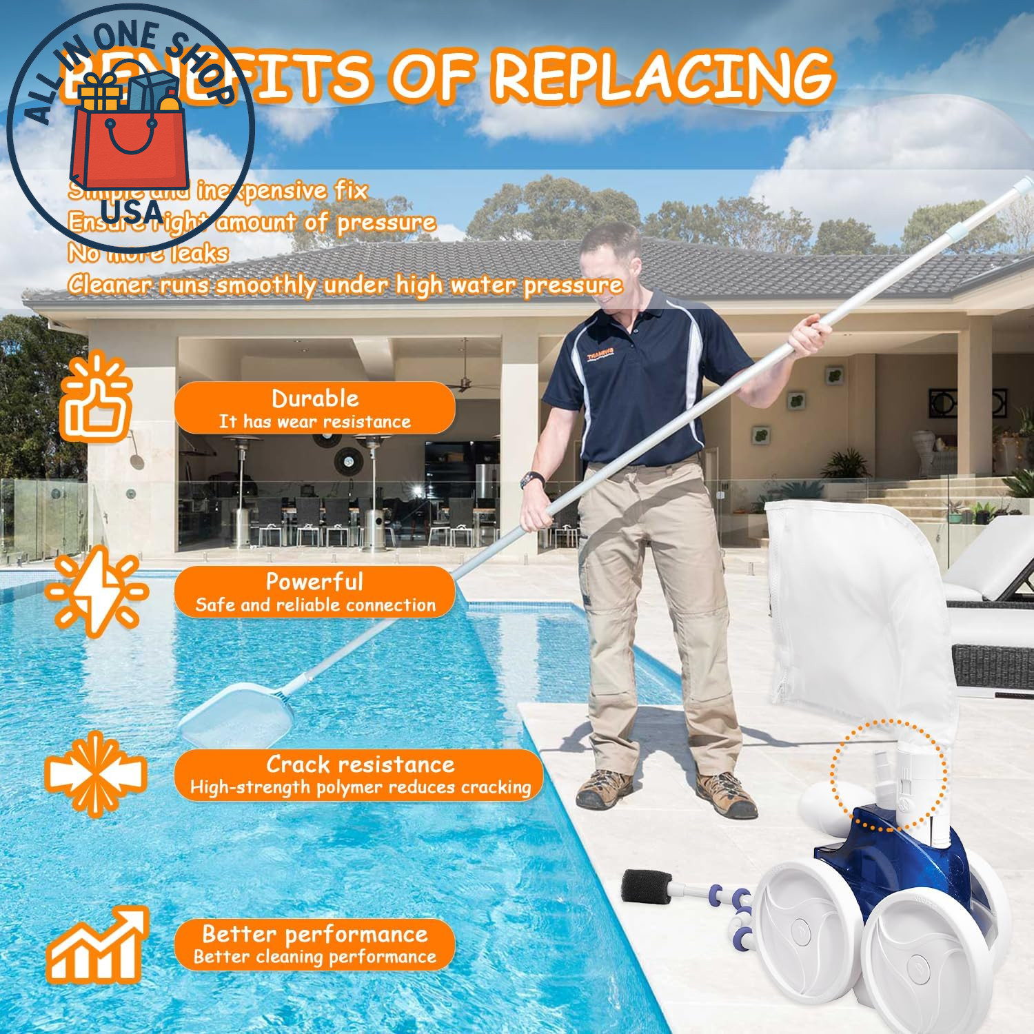 Pool Cleaner D20 Swivel & D15 Hose Nut Replacement Kit for 180 280 380 3-Pack