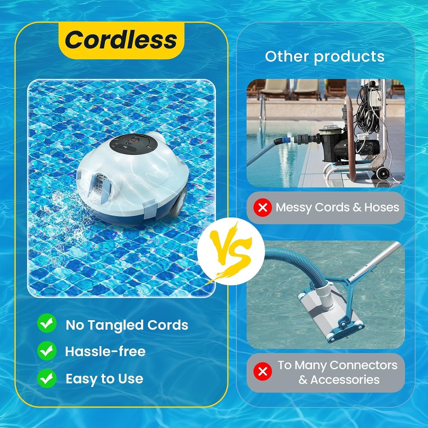 Cordless Robotic Pool Cleaner – 120 Mins Runtime & Powerful Suction for Easy …