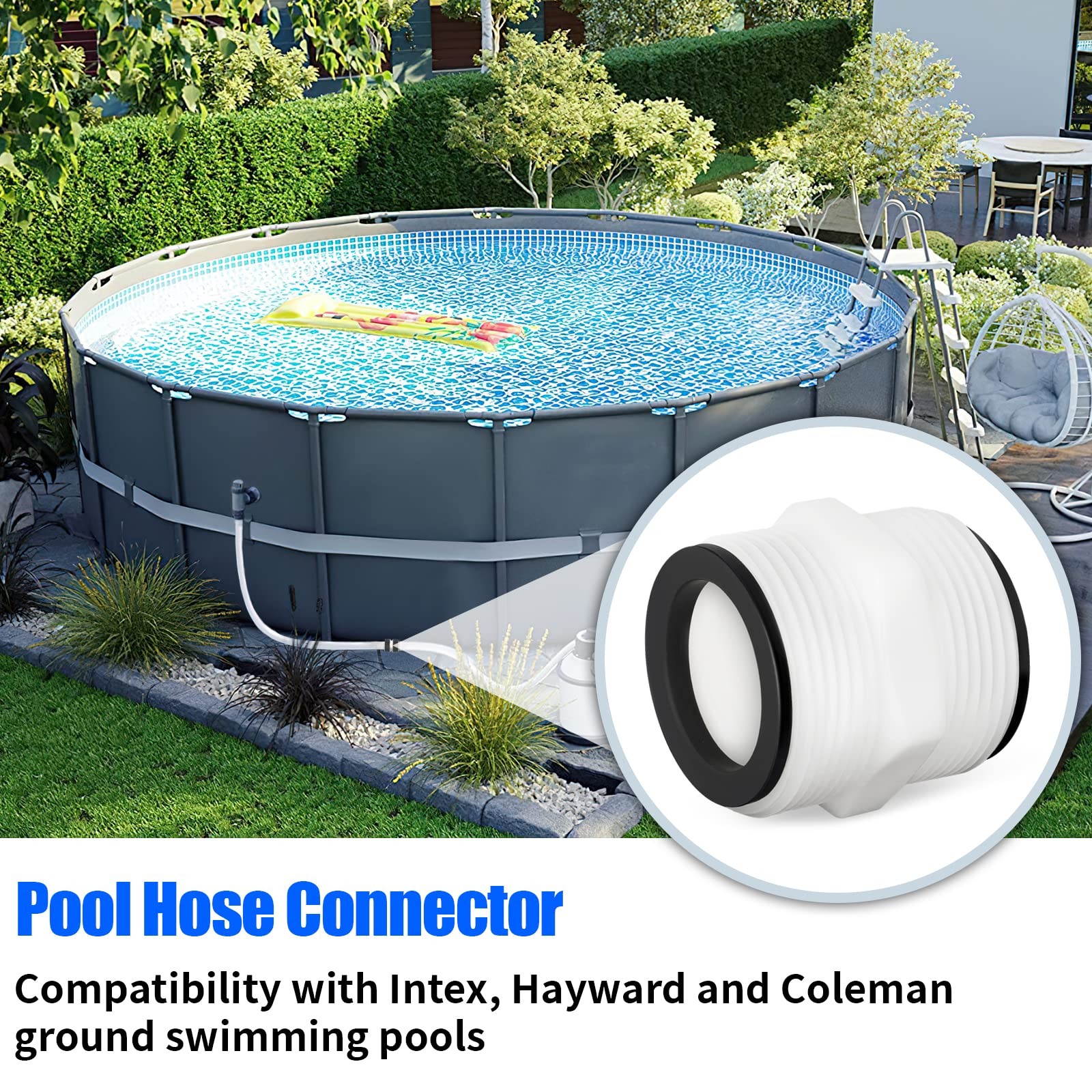1.5 Pool Hose Connector for Intex – 1 1/2 Inch Split Inch, White