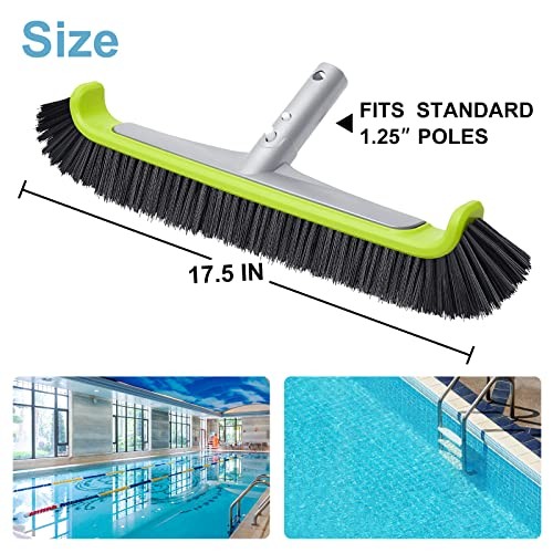 17.5&Prime; Pool Brush Head for Cleaning Walls,Heavy Duty Curved Edge for Walls