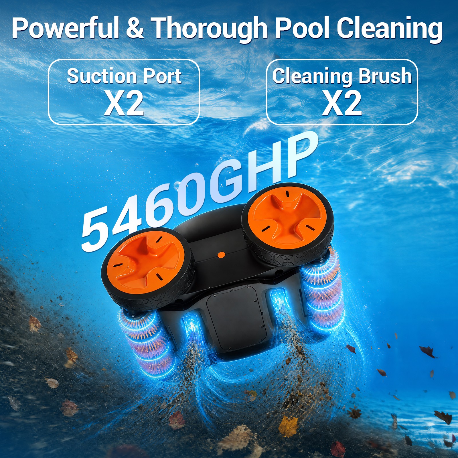 Cordless Robotic Pool Cleaner Automatic Pool Robot Vacuum 5-Motor Remote Control