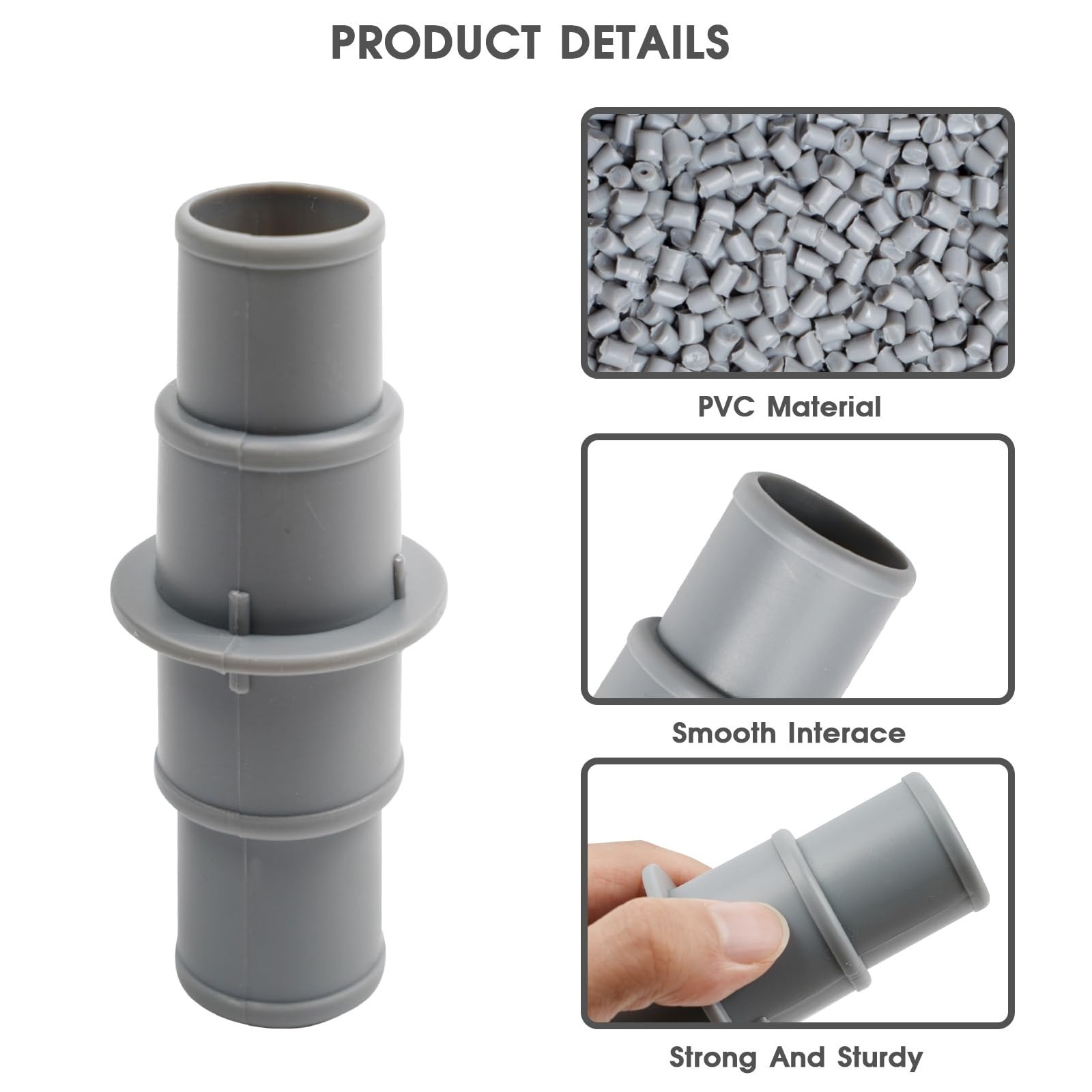Pool Hose Adapter Connector 1-1/4&Prime; to 1-1/2&Prime; Plastic – 2 Pack