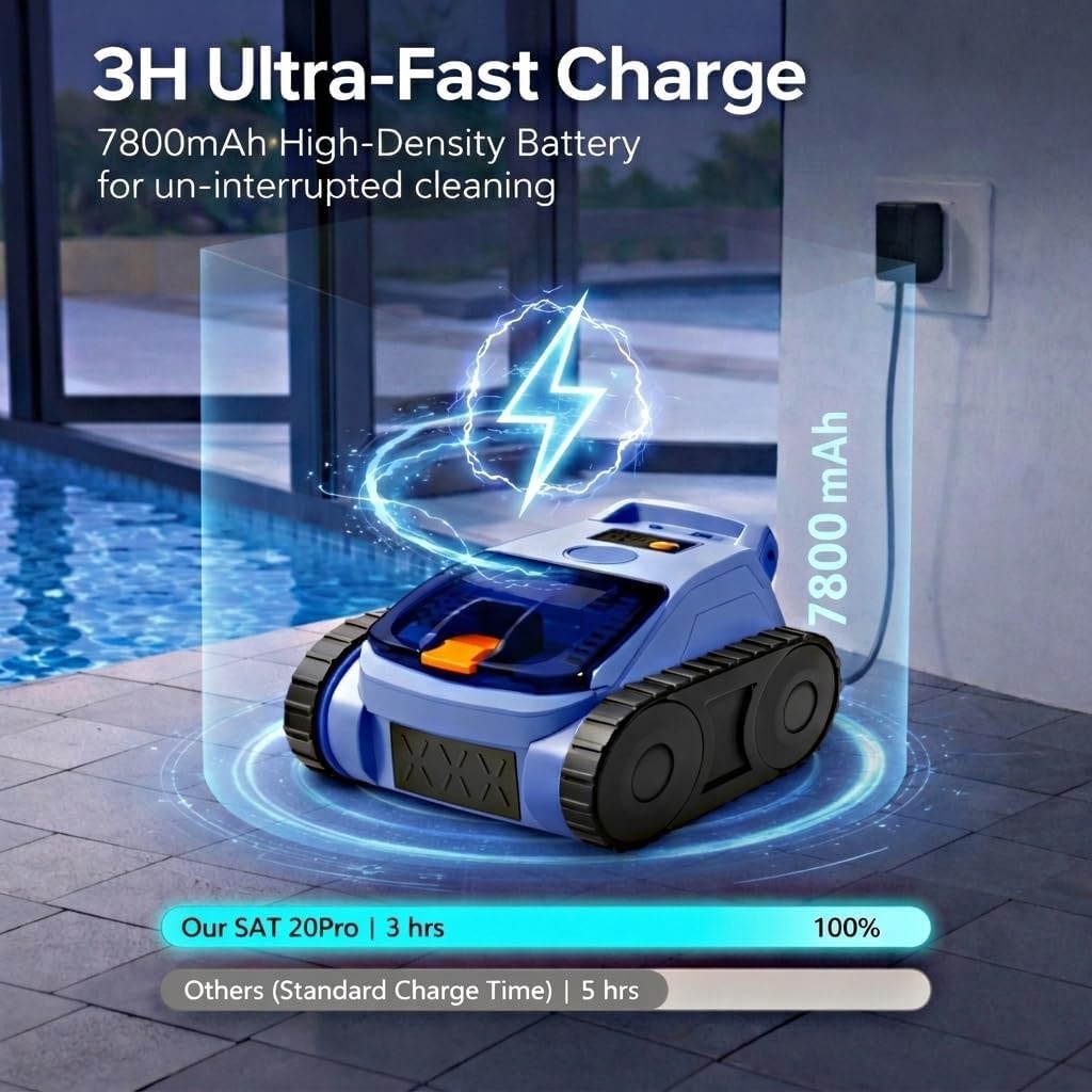 SEAUTO 3H Pool Vacuum,3 Modes for In/Above-Ground Pools Up to 2150 Sq. Ft, Wall