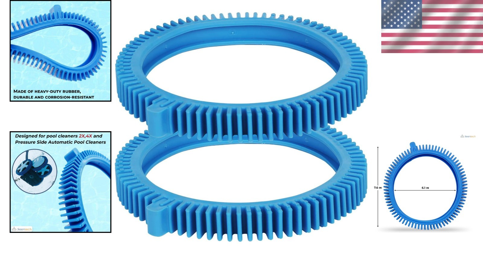 2-Pack Pool Cleaner Tires with Super Hump – Fast & Simple Self-Install Solution