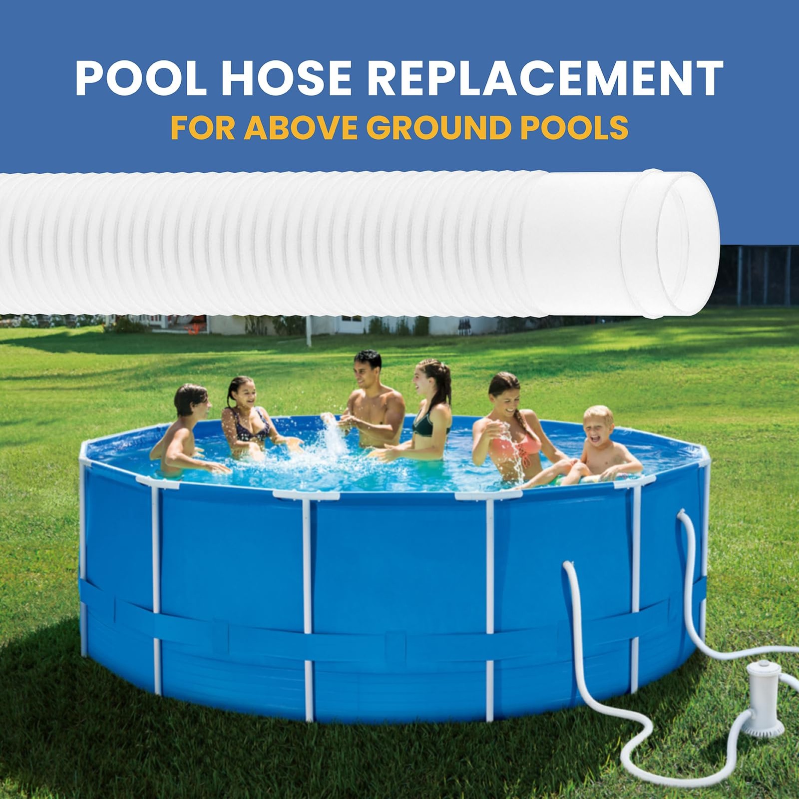 1.5&Prime; x 2&prime; Plastic Return Suction Pool Hose 2 feet x 1.5 inches, White