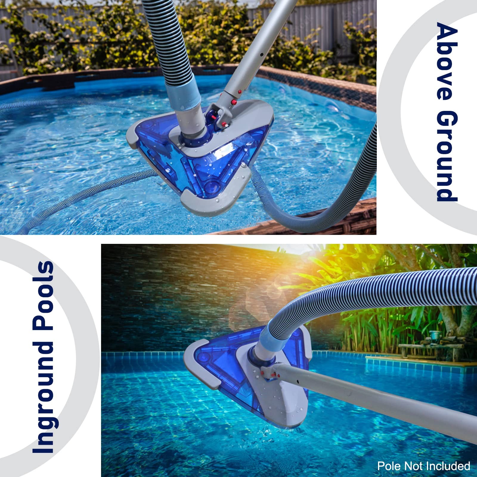 POOLWHALE Professional 1-1/2-Inch x 24-Feet Swimming 24ft Hose with Vac Head