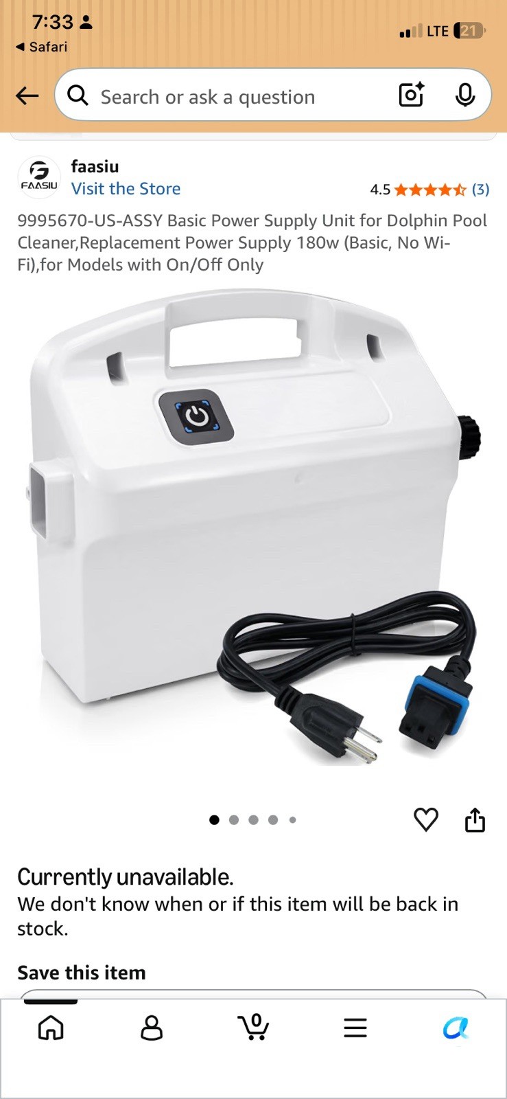 Maytronics Dolphin 9995670 Power Supply 180W Open Box