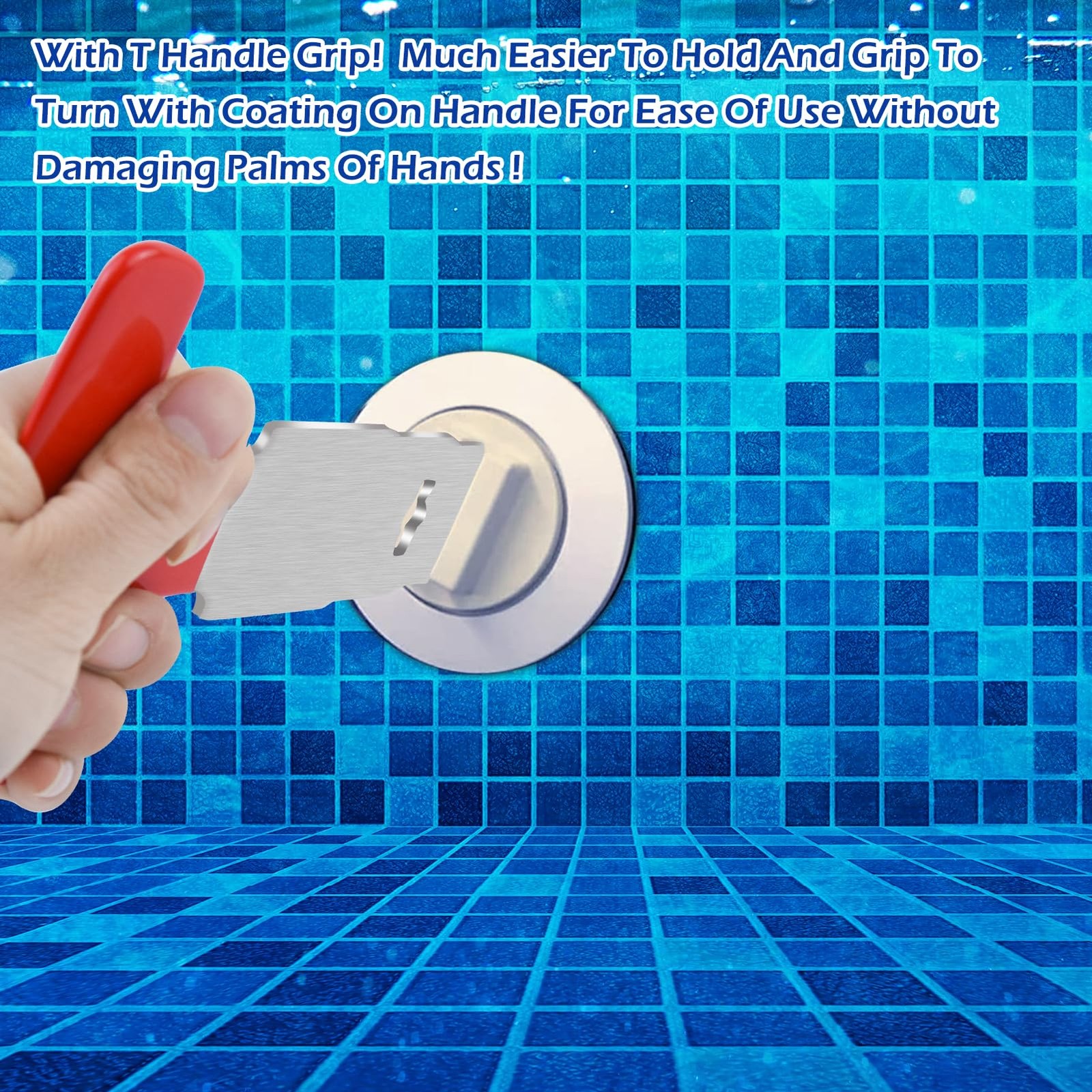 Pool Plug Removal Tool with Handle Grip, Upgraded Metal Eyeball Seat Red-1