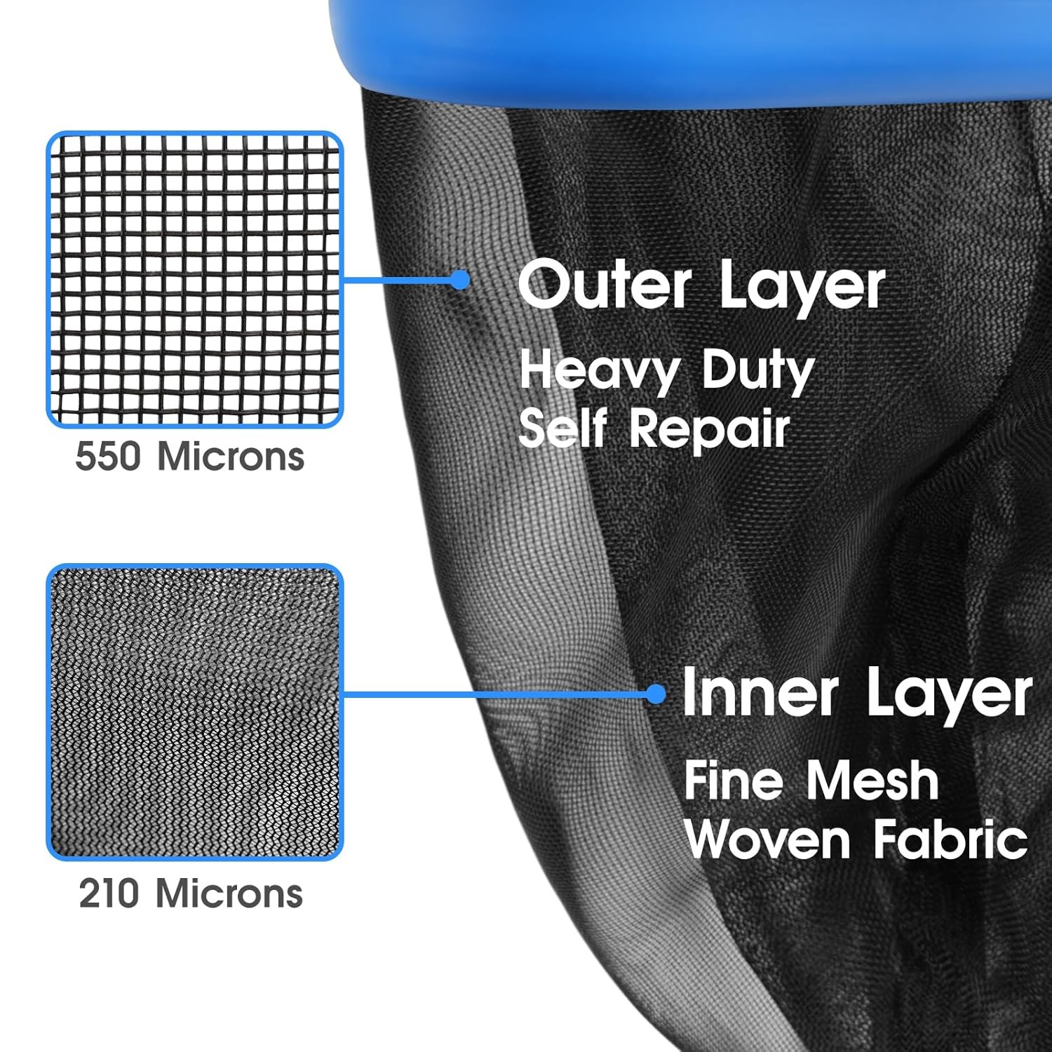 Pool Leaf Rake Net 17.5&Prime; Heavy Duty Deep Skimmer for Swimming Pool Cleaning