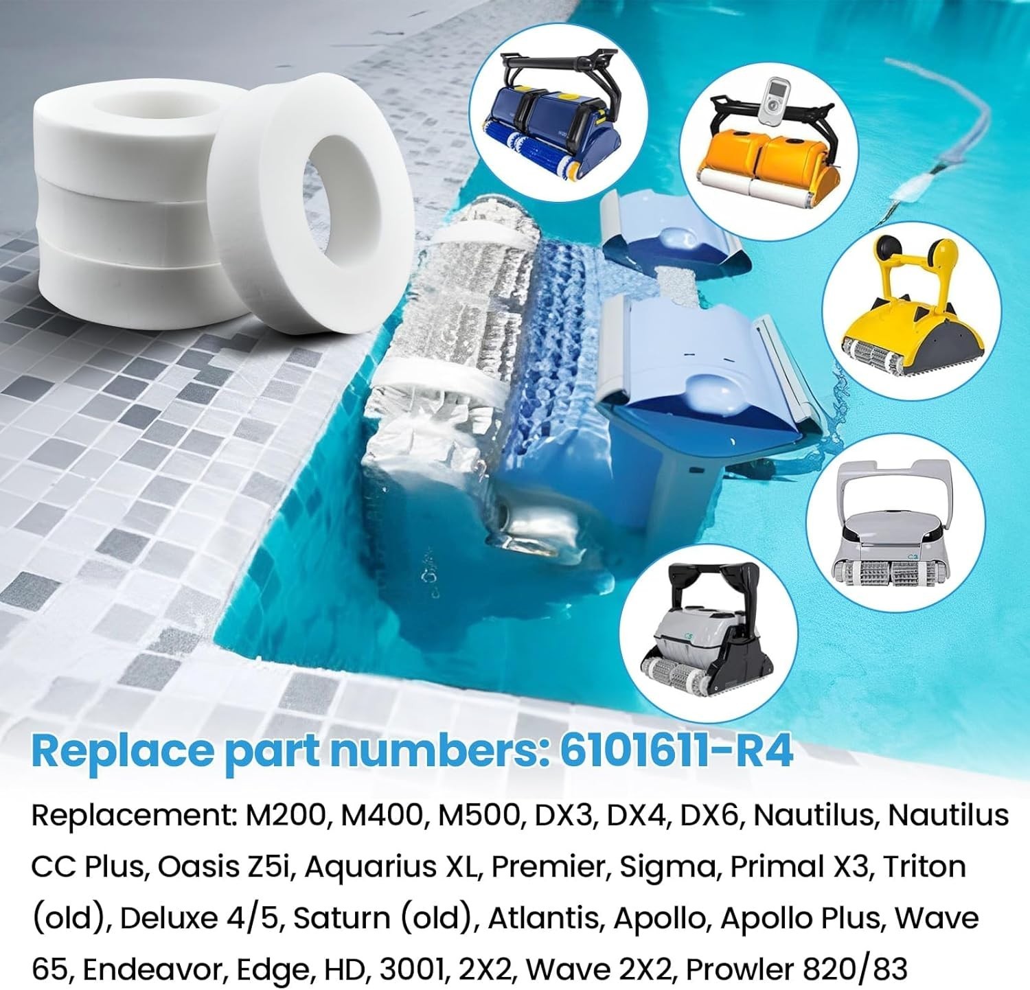 Essential Replacement 4PCS Foam Rings for Dolphin Cleaners – Superior Grip