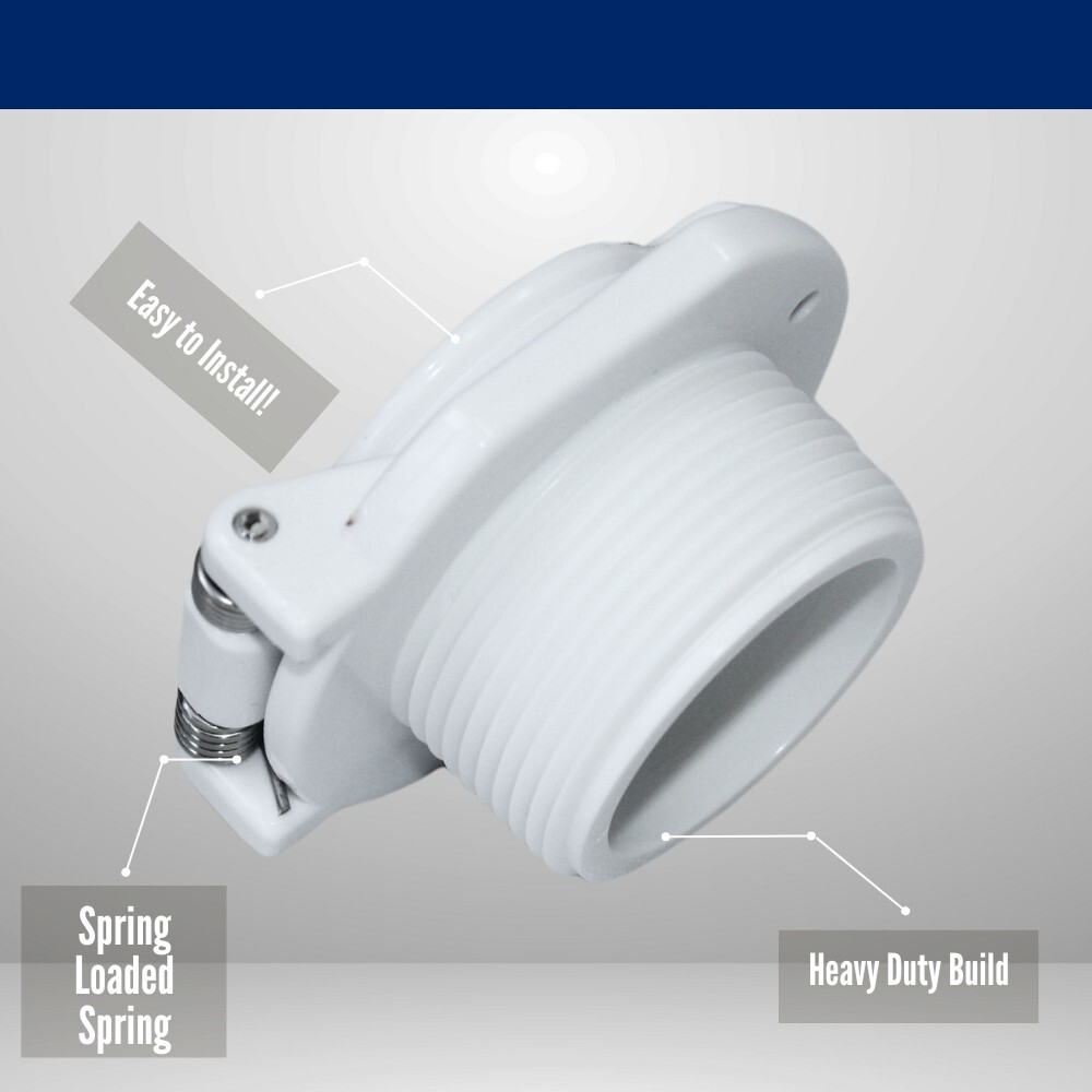 Pool Vac Lock Safety Fitting Compatible w/ Hayward & Pentair 1.5&Prime; Thread White