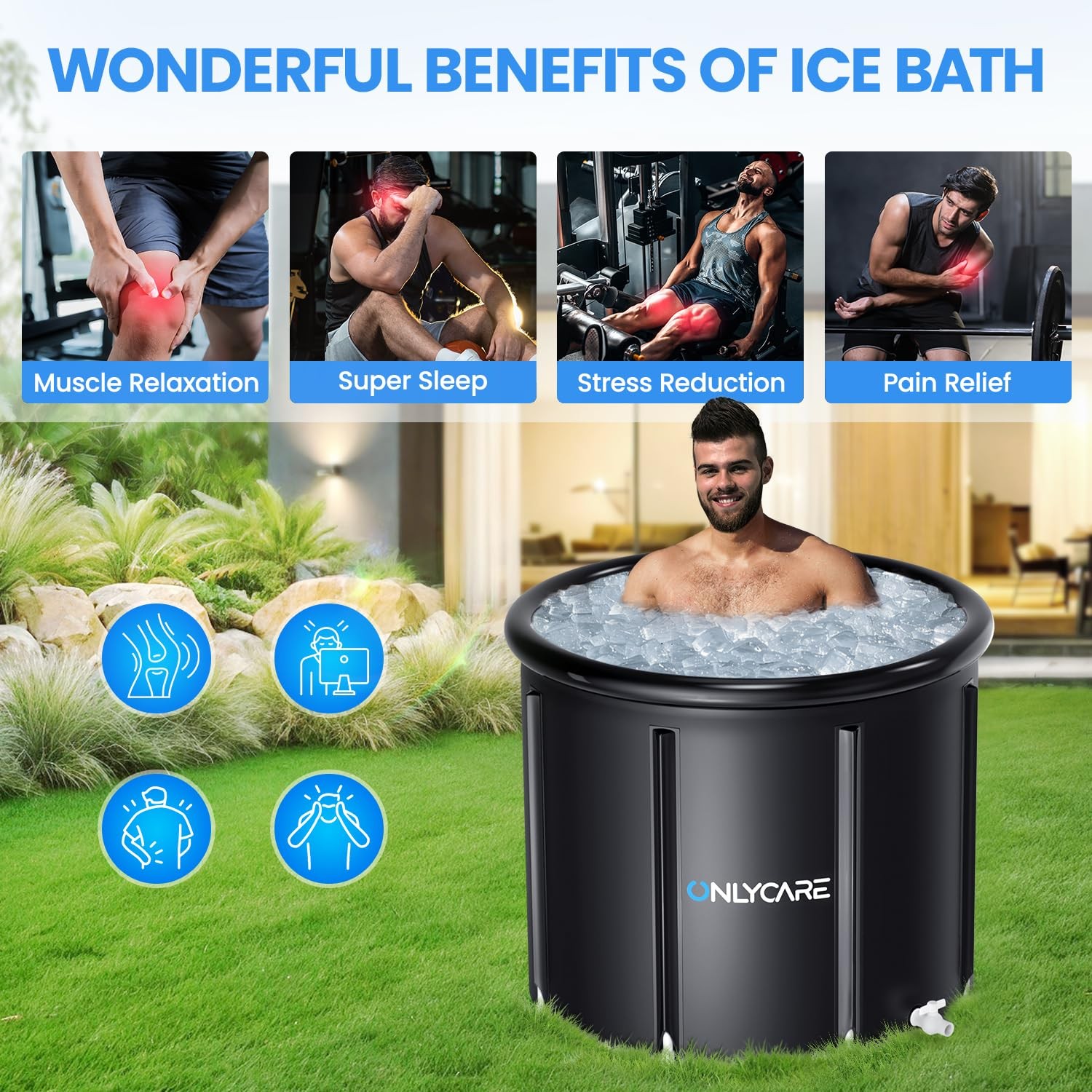 ONLYCARE XXL Ice Bath Tub for Athletes/2 Adults – Constant 130 gallons, Black