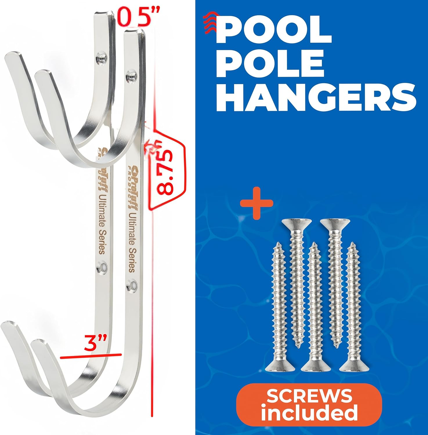 Stainless Steel Pool Pole Hanger 4-Pack – Wall Mount by Protuff 490