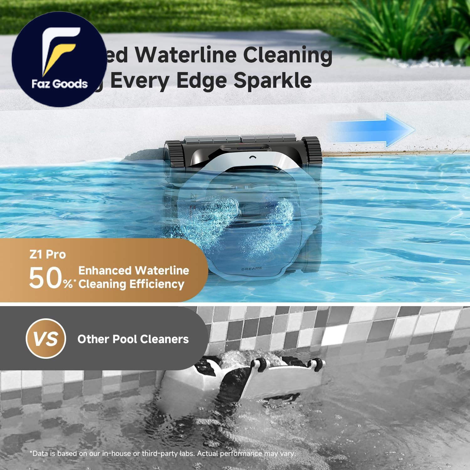 Z1 Pro Cordless Robotic Pool Cleaner Lifi Remote Control 8000 GPH Suction Wat US
