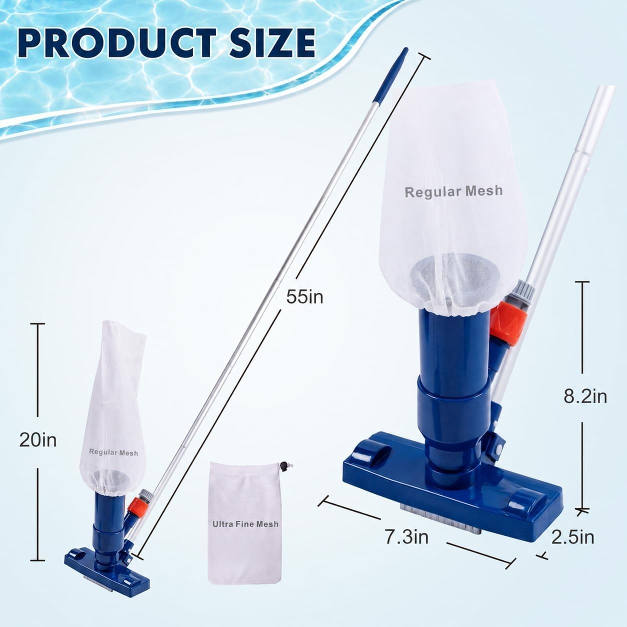 Effortless Pool & Spa Cleaning – Upgraded Vacuum with Fine Mesh Collection Bags