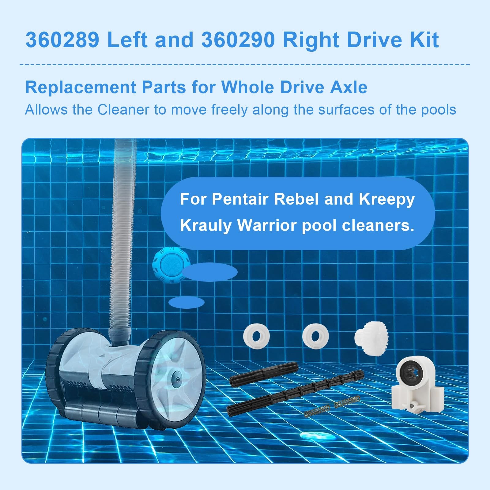 Pool Cleaner Bearings Tune Up Kit Replacement Parts,360289 Left Black, White