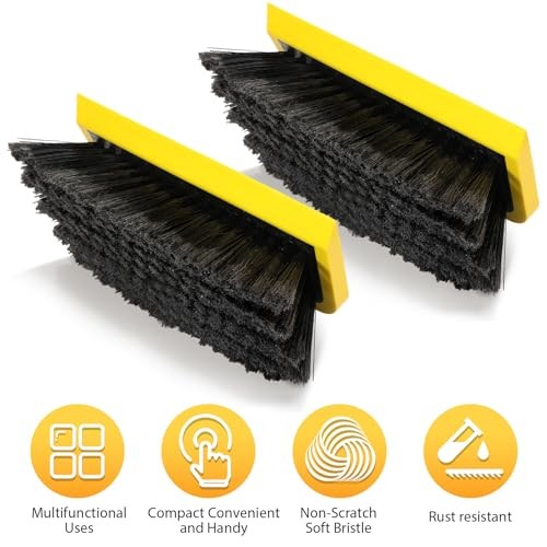 2 Pcs 10 Inch Solar Panel Soft Brush Cleaner Head, Bristles Scrub Gray Black