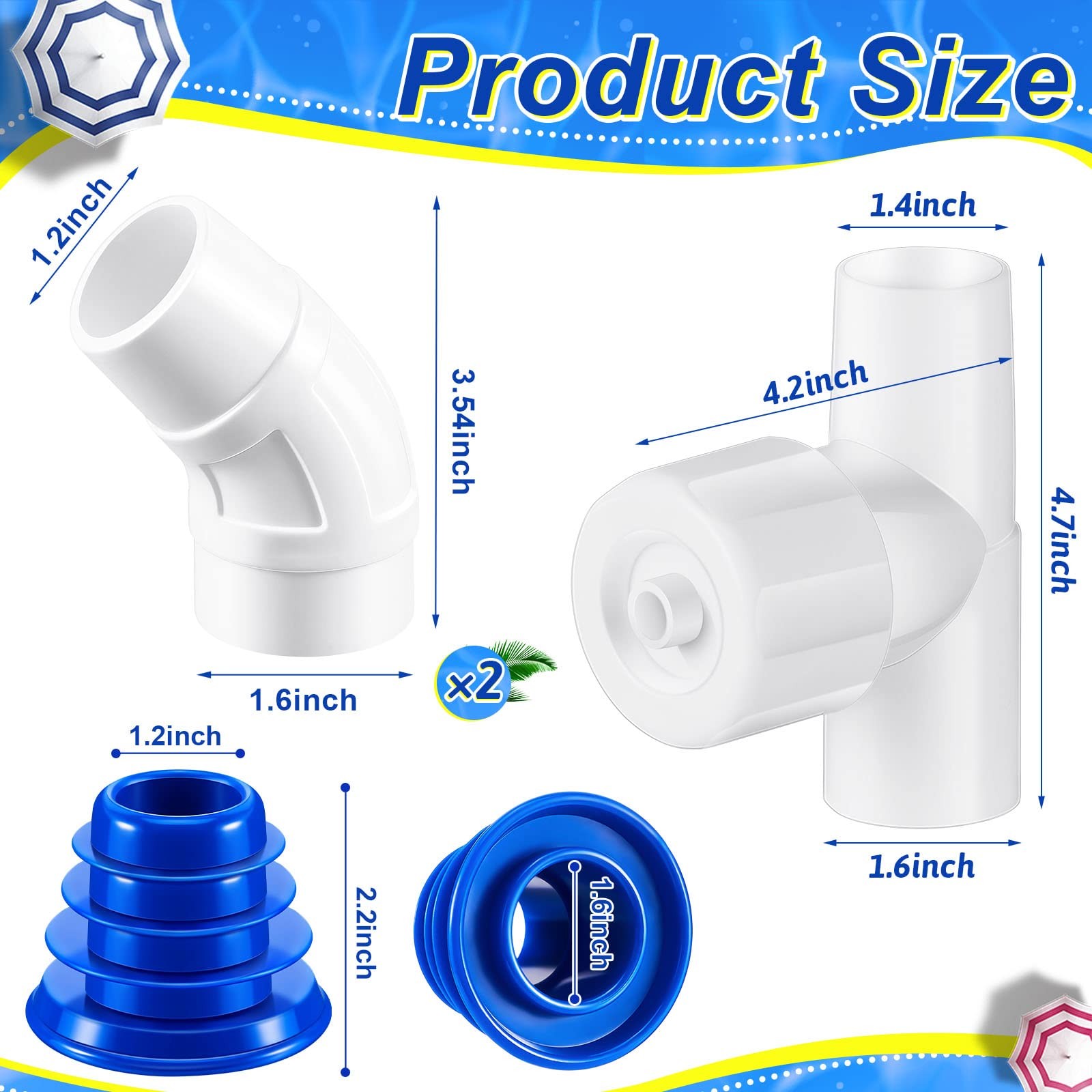 Weysat 4 Pcs Automatic Pool Cleaner Regulator Valve 45 Degree Elbow Replacement