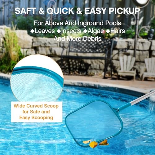 Pool Skimmer – Pool Skimmer Net with 5 Section Pool Skimmer with 5 pole, Teal