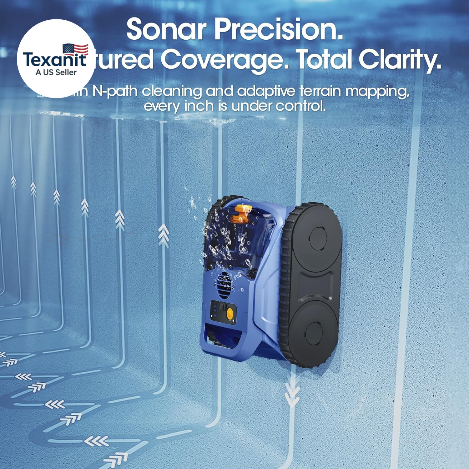 Cordless Robotic Pool Vacuum with Smarter Navigation & Track Drive, Dual 180W Br