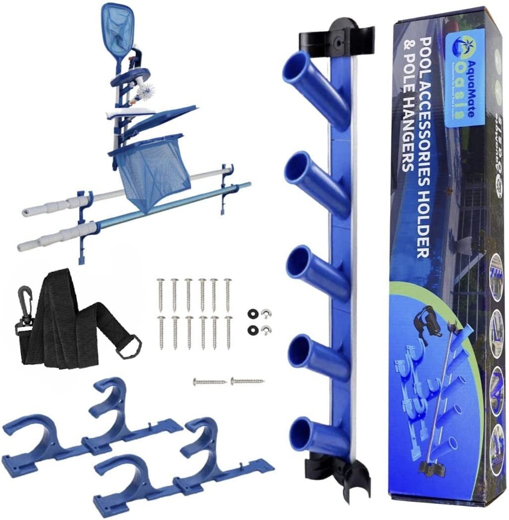 AquaMate Oasis Pool Tool Organizer, Pole Hangers, Vacuum Hose Harness