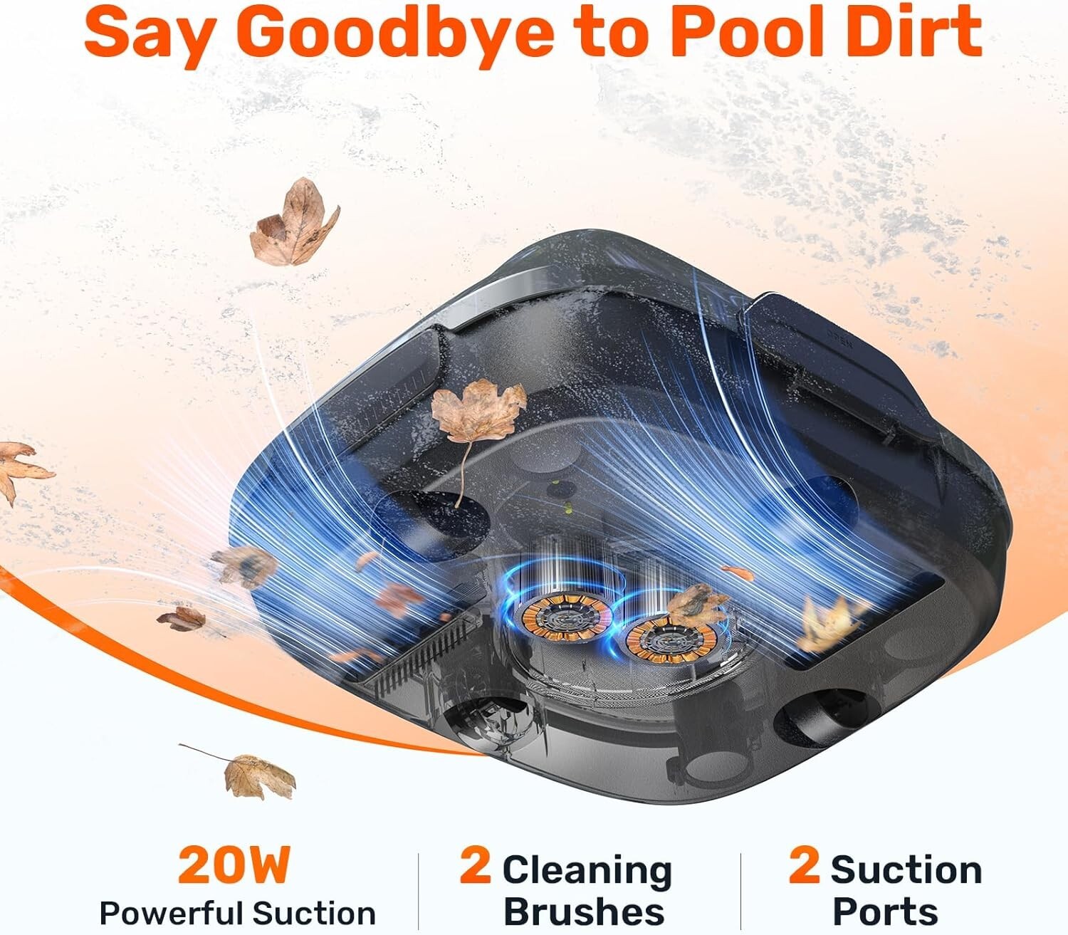 90 Min Cordless Robotic Pool Cleaner Automatic Vacuum Pools to 860 Sq ft, 1822