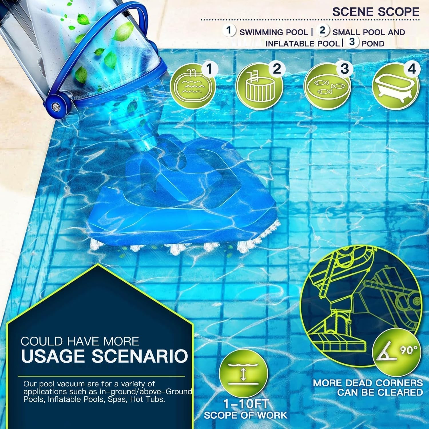 Lightweight Cordless Pool Vacuum with Telescopic Pole – Effortless Cleaning