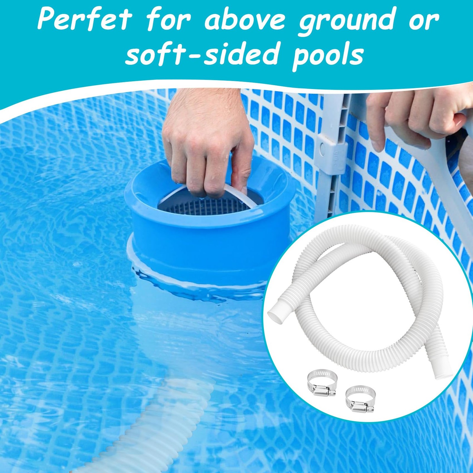 Ubante 2 Pack 1-1/4 Inch X 3Ft Foot Long White Above Ground Pool Flex